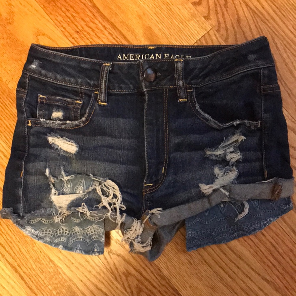 American Eagle “High Rise Shortie” Jean Shorts